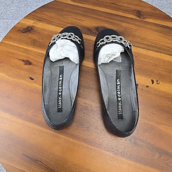 Libby Edelman Size 7.5W Royal Blue AMELIE Slip On Flat Shoes Silver Chain Accent - Picture 10 of 13